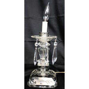 VTG Clear Crystal Lamp Light Floral Etch Hanging Pendant Victorian Elegant Glass